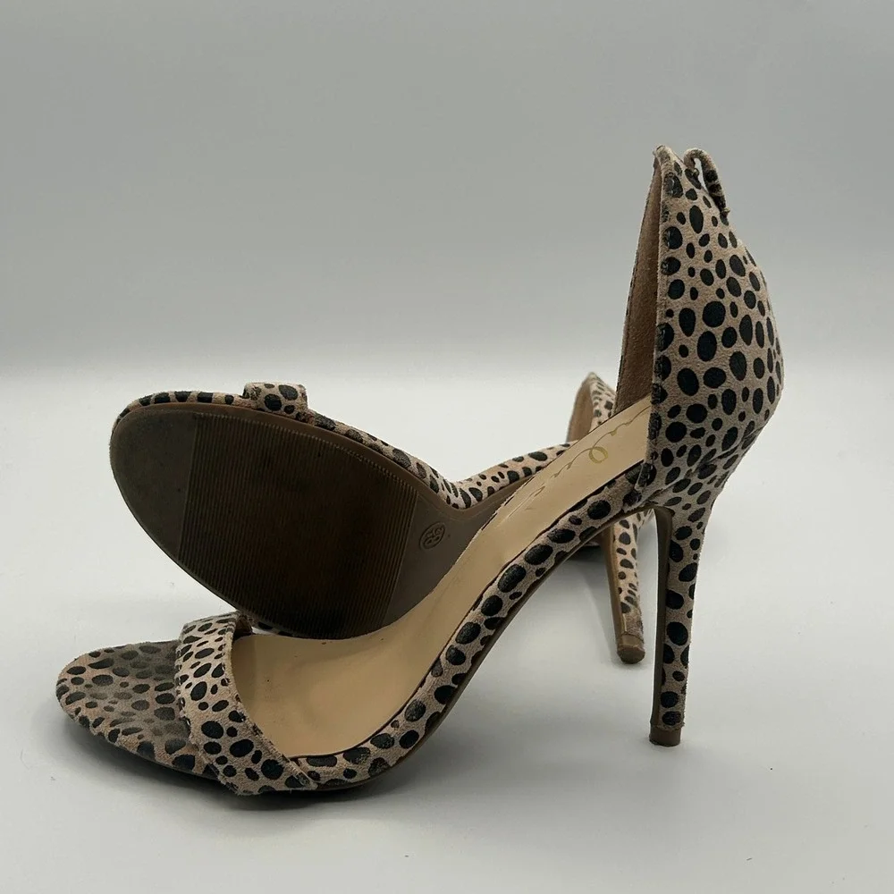 Lulus Heeled Sandals Womens 8.5 Tan Black Cheetah Animal Print Stiletto d'Orsay